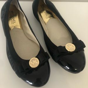 Michael by Michael Kors Black Leather Flats
